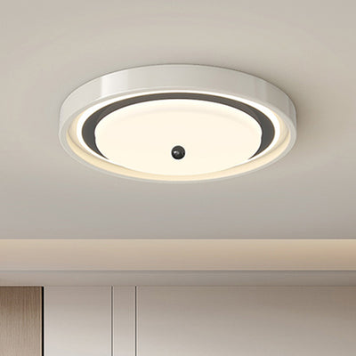 Modern Minimalist Hardware PVC Walnut Wood Grain LED Flush Mount Ceiling Light For Living Room