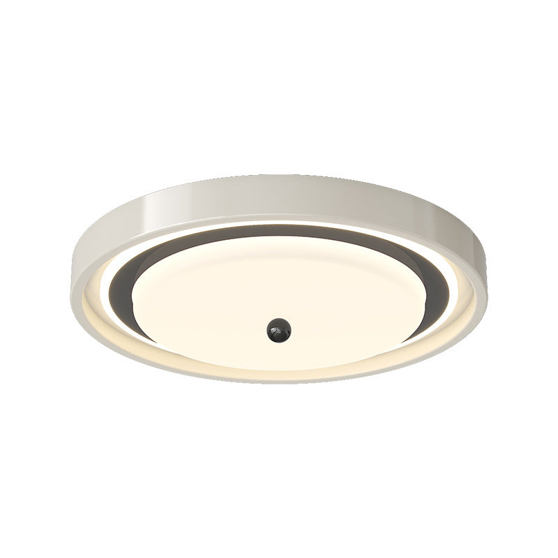 Modern Minimalist Hardware PVC Walnut Wood Grain LED Flush Mount Ceiling Light For Living Room