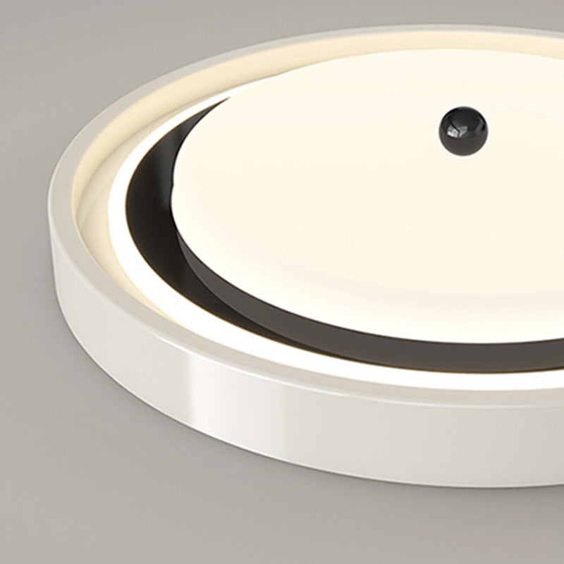 Modern Minimalist Hardware PVC Walnut Wood Grain LED Flush Mount Ceiling Light For Living Room