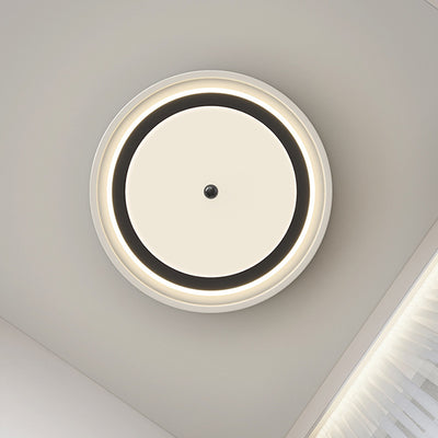 Modern Minimalist Hardware PVC Walnut Wood Grain LED Flush Mount Ceiling Light For Living Room