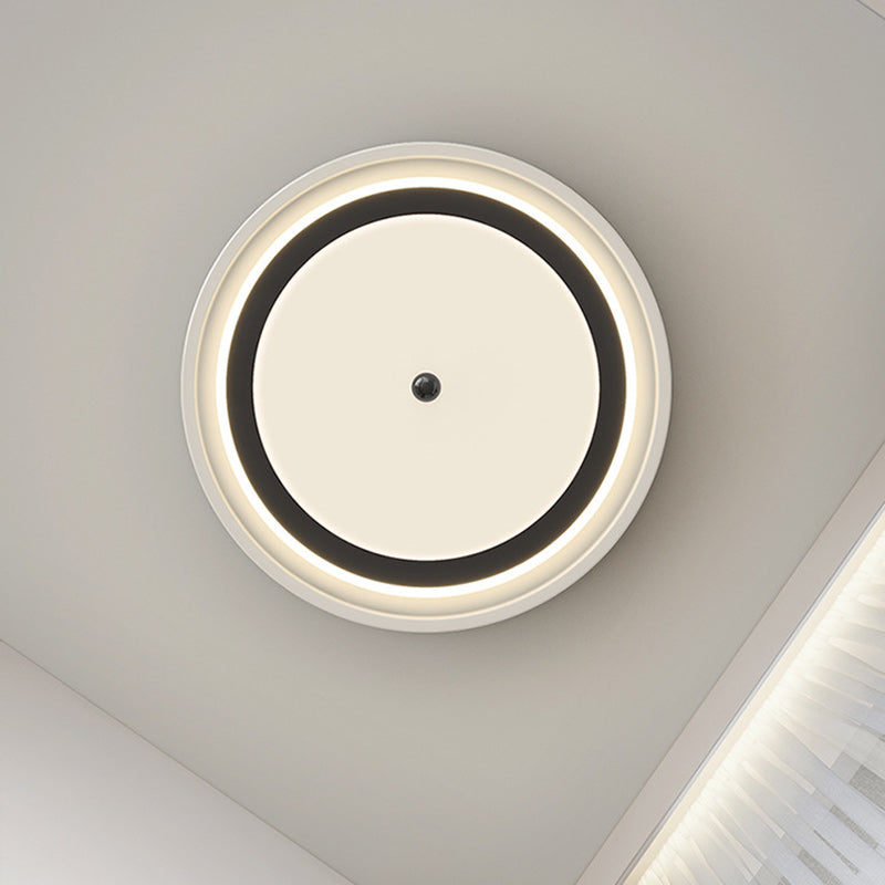 Modern Minimalist Hardware PVC Walnut Wood Grain LED Flush Mount Ceiling Light For Living Room
