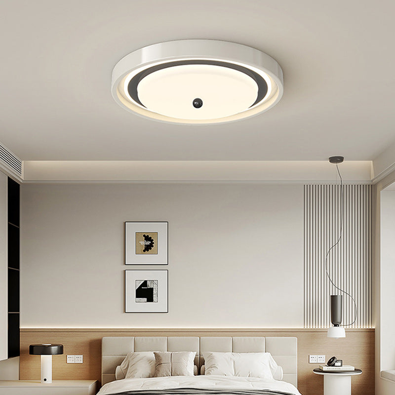 Modern Minimalist Hardware PVC Walnut Wood Grain LED Flush Mount Ceiling Light For Living Room
