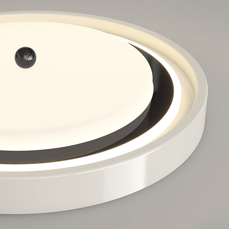 Modern Minimalist Hardware PVC Walnut Wood Grain LED Flush Mount Ceiling Light For Living Room