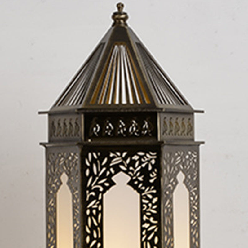 Traditional Chinese Hollow Carved Palace Zinc Alloy 1-Light Table Lamp For Bedroom