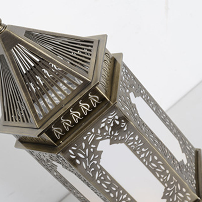 Traditional Chinese Hollow Carved Palace Zinc Alloy 1-Light Table Lamp For Bedroom
