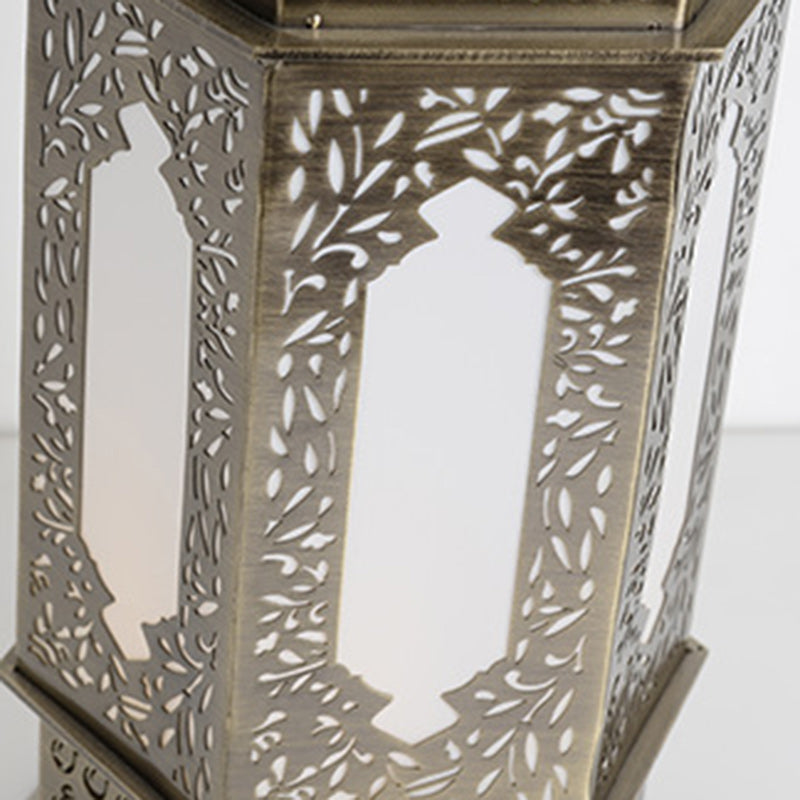Traditional Chinese Hollow Carved Palace Zinc Alloy 1-Light Table Lamp For Bedroom