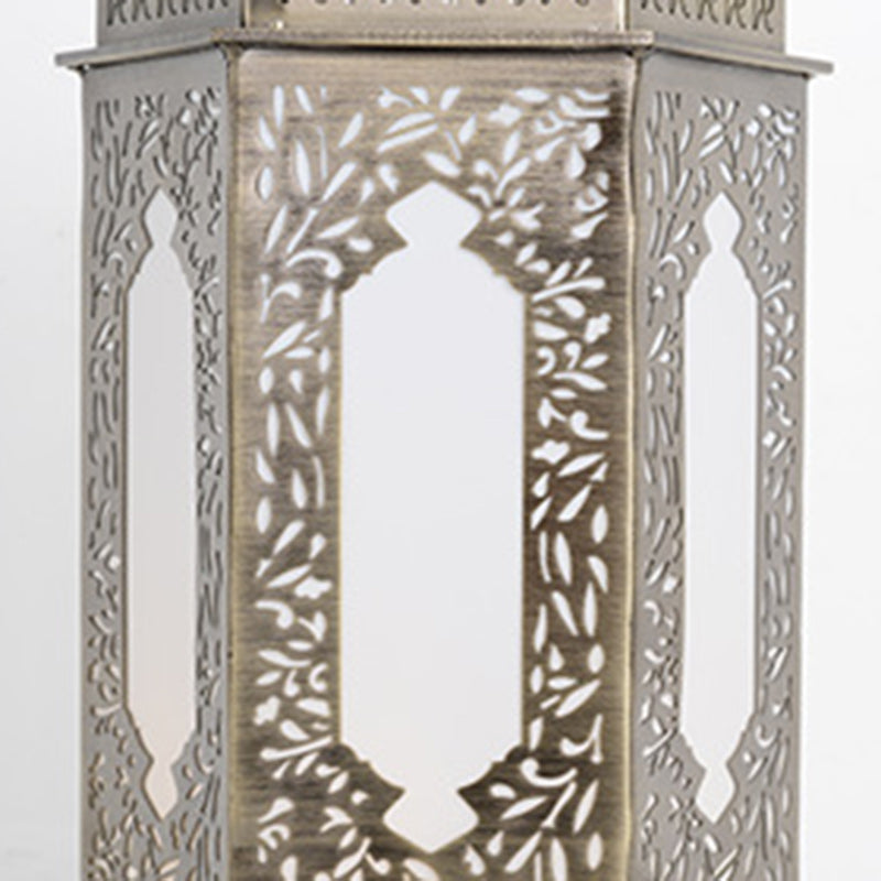 Traditional Chinese Hollow Carved Palace Zinc Alloy 1-Light Table Lamp For Bedroom