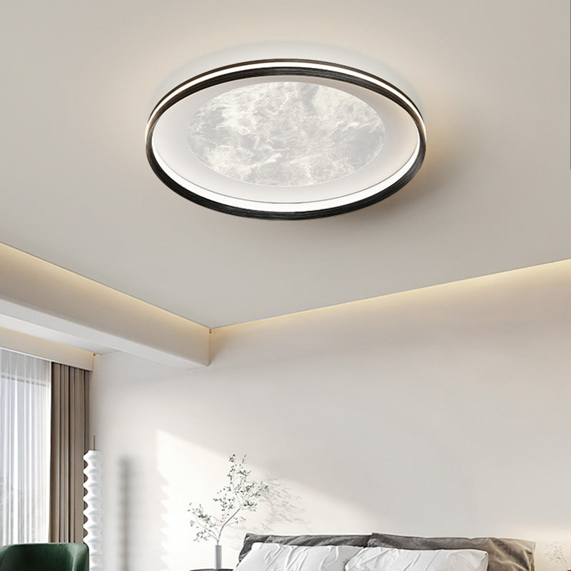 Modern Minimalist Aluminum Acrylic Round LED Flush Mount Ceiling Light For Living Room