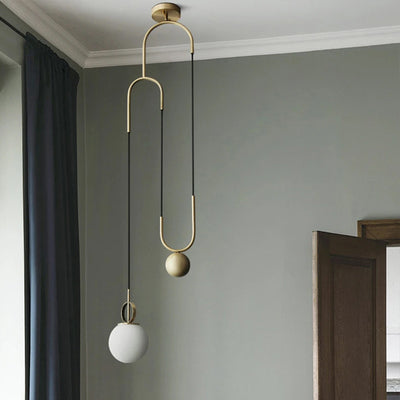 Lámpara colgante de 1 luz con pantalla de orbe de vidrio diseñada con polea ajustable de hardware de simplicidad contemporánea para sala de estar 