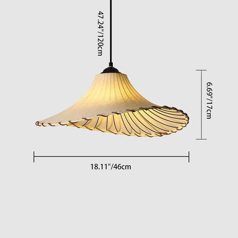 Traditional Farmhouse Fabric Flared Brim Straw Hat Design Iron 1-Light Pendant Light For Living Room