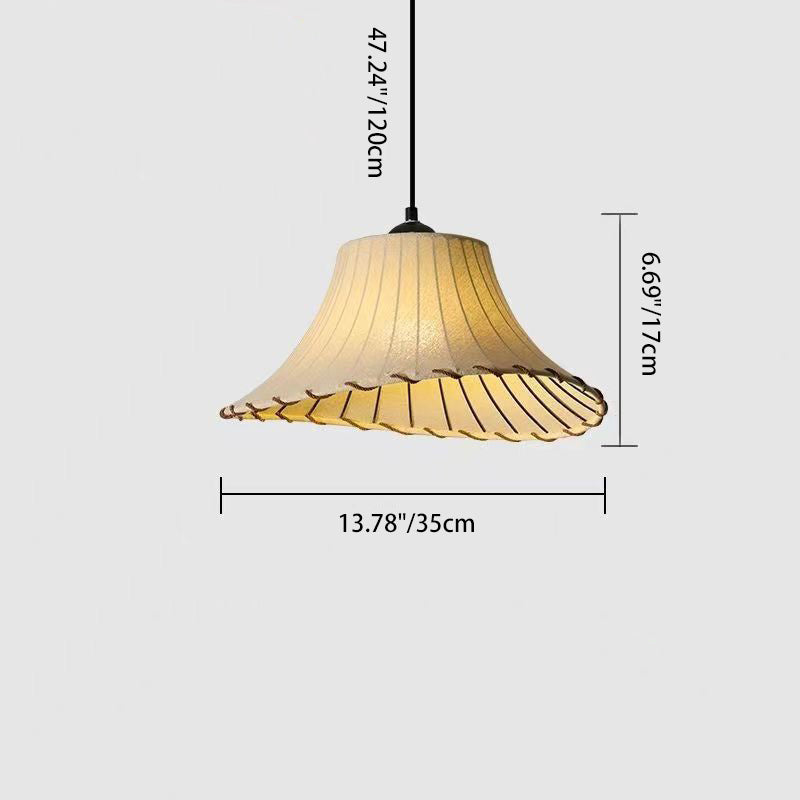 Traditional Farmhouse Fabric Flared Brim Straw Hat Design Iron 1-Light Pendant Light For Living Room