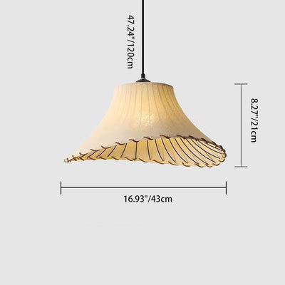 Traditional Farmhouse Fabric Flared Brim Straw Hat Design Iron 1-Light Pendant Light For Living Room