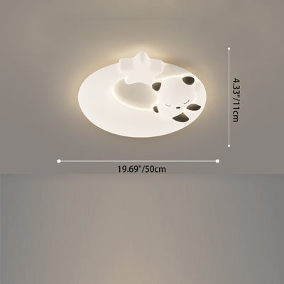 Contemporary Nordic Cartoon Panda Hardware LLDPE Round Shade LED Flush Mount Ceiling Light For Living Room