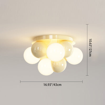 Contemporary Scandinavian Iron Magic Bean Glass Shade 1-Light Semi-Flush Mount Ceiling Light For Hallway