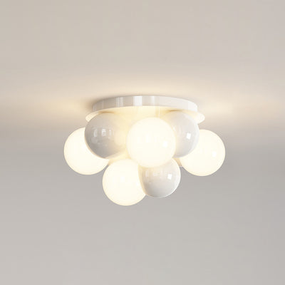 Contemporary Scandinavian Iron Magic Bean Glass Shade 1-Light Semi-Flush Mount Ceiling Light For Hallway