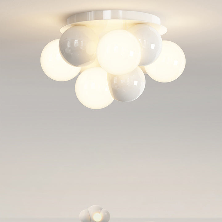 Plafonnier semi-encastré 1 lumière avec abat-jour en verre de haricot magique en fer scandinave contemporain pour couloir 