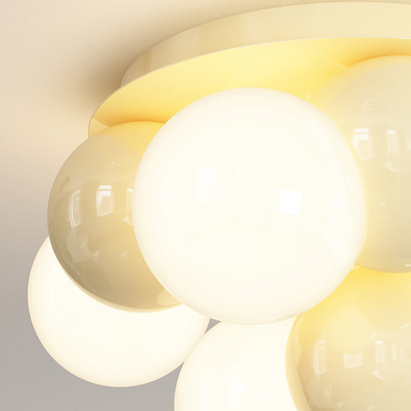 Plafonnier semi-encastré 1 lumière avec abat-jour en verre de haricot magique en fer scandinave contemporain pour couloir 