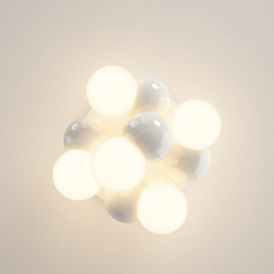 Contemporary Scandinavian Iron Magic Bean Glass Shade 1-Light Semi-Flush Mount Ceiling Light For Hallway