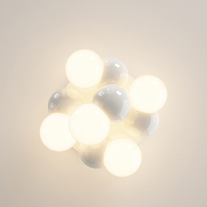 Contemporary Scandinavian Iron Magic Bean Glass Shade 1-Light Semi-Flush Mount Ceiling Light For Hallway