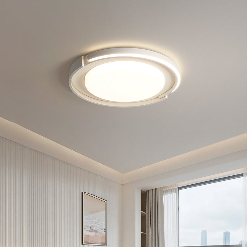 Modern Minimalist Iron Acrylic Round Shade LED Flush Mount Ceiling Light For Living Room