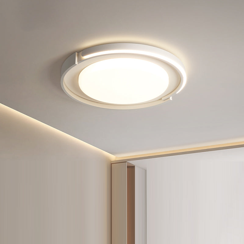 Modern Minimalist Iron Acrylic Round Shade LED Flush Mount Ceiling Light For Living Room