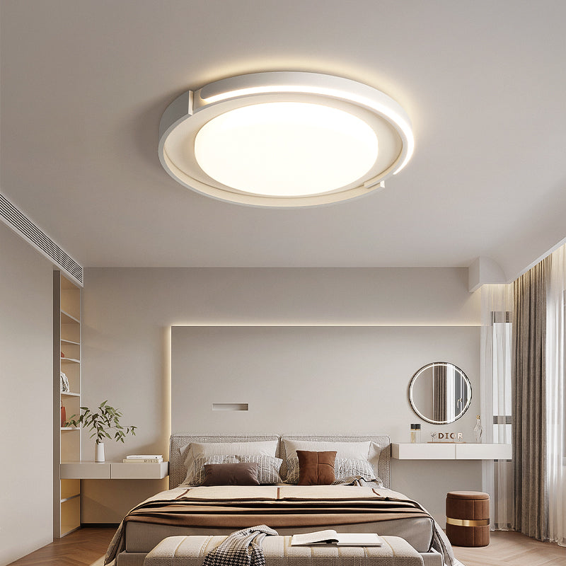 Modern Minimalist Iron Acrylic Round Shade LED Flush Mount Ceiling Light For Living Room