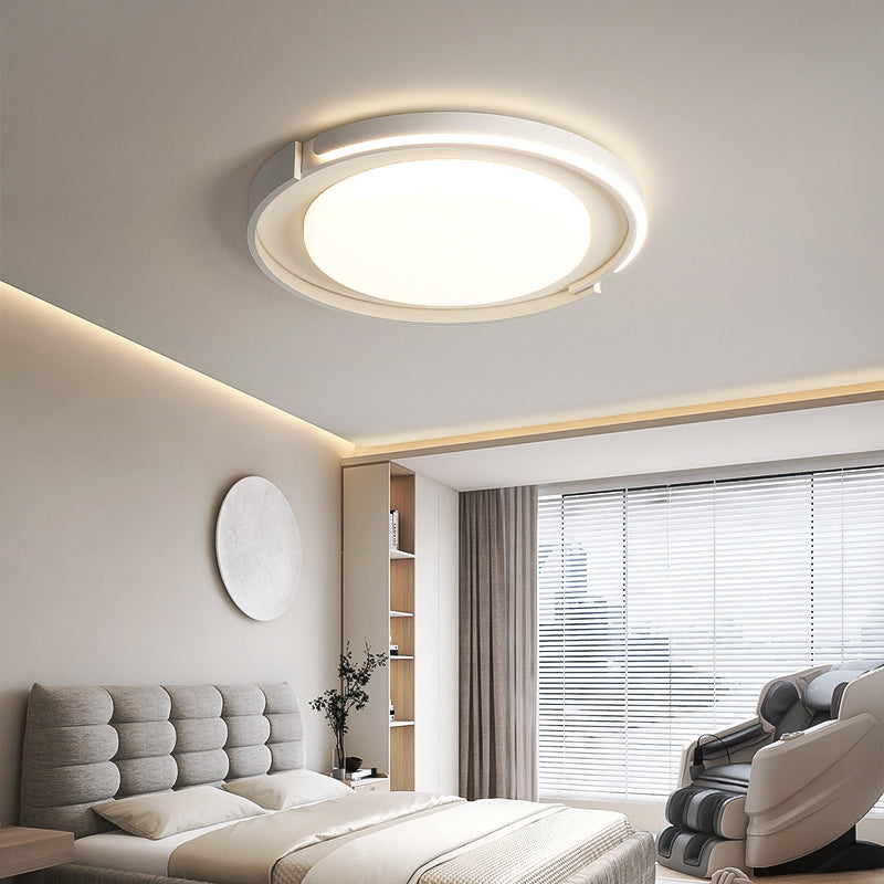 Modern Minimalist Iron Acrylic Round Shade LED Flush Mount Ceiling Light For Living Room
