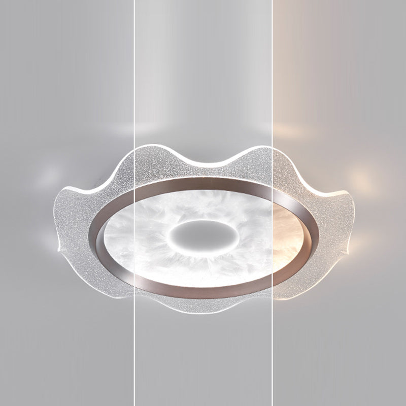 Modern Luxury Iron Aluminum Water Ripple LED Flush Mount Ceiling Light For Living Room
