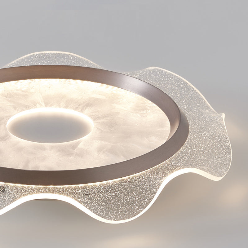 Modern Luxury Iron Aluminum Water Ripple LED Flush Mount Ceiling Light For Living Room