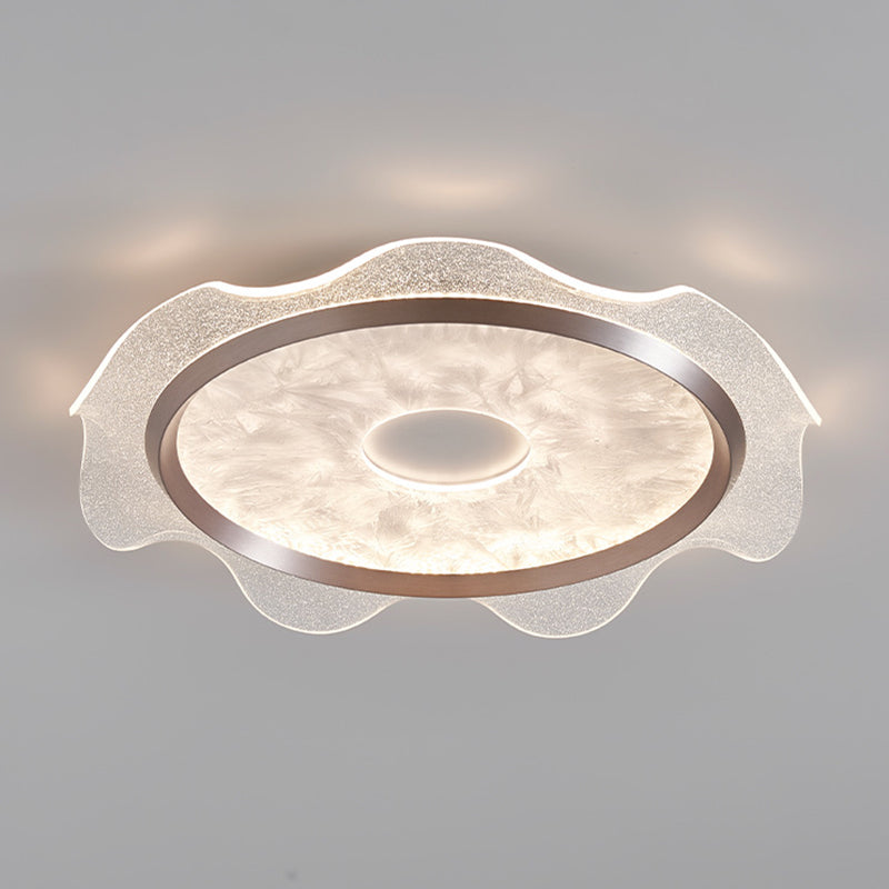 Modern Luxury Iron Aluminum Water Ripple LED Flush Mount Ceiling Light For Living Room