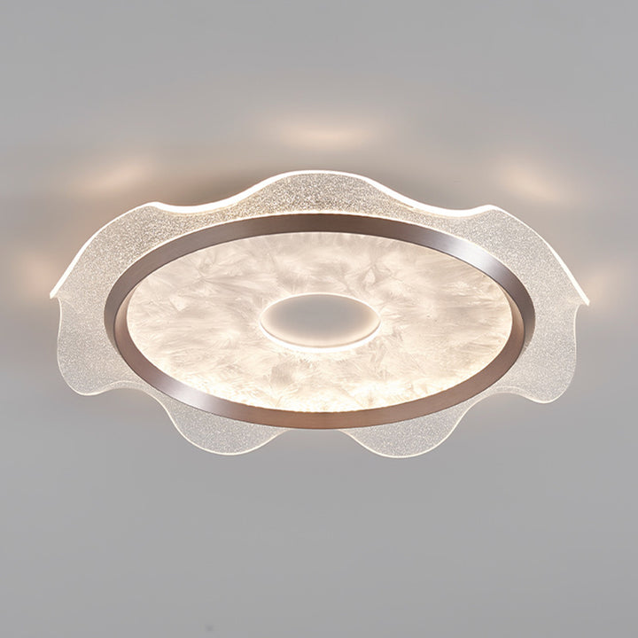 Modern Luxury Iron Aluminum Water Ripple LED Flush Mount Ceiling Light For Living Room