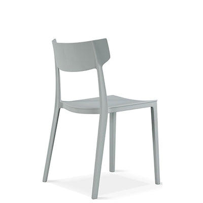 Silla de comedor apilable de plástico cuadrada nórdica contemporánea con respaldo abierto para comedor 
