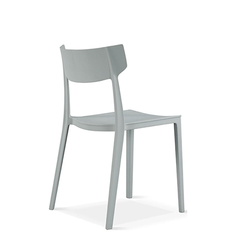 Silla de comedor apilable de plástico cuadrada nórdica contemporánea con respaldo abierto para comedor 