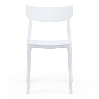 Silla de comedor apilable de plástico cuadrada nórdica contemporánea con respaldo abierto para comedor 