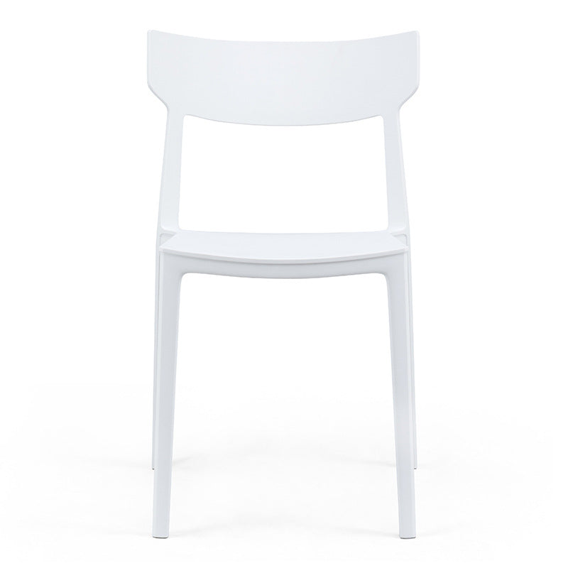 Silla de comedor apilable de plástico cuadrada nórdica contemporánea con respaldo abierto para comedor 