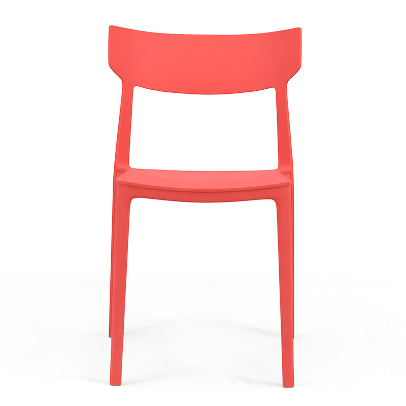 Silla de comedor apilable de plástico cuadrada nórdica contemporánea con respaldo abierto para comedor 