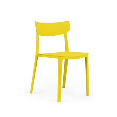 Silla de comedor apilable de plástico cuadrada nórdica contemporánea con respaldo abierto para comedor 