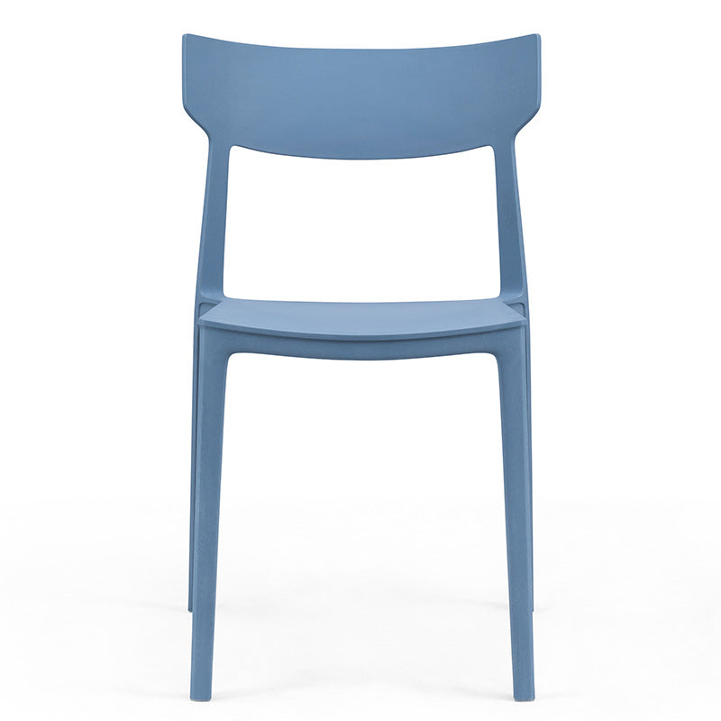 Silla de comedor apilable de plástico cuadrada nórdica contemporánea con respaldo abierto para comedor 
