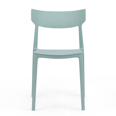 Silla de comedor apilable de plástico cuadrada nórdica contemporánea con respaldo abierto para comedor 