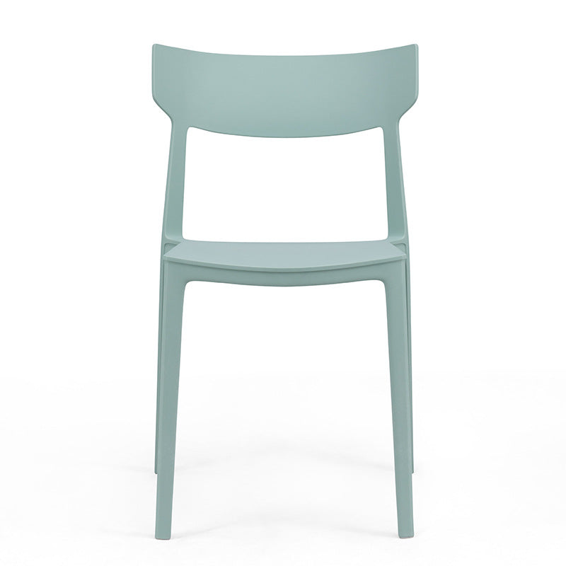 Silla de comedor apilable de plástico cuadrada nórdica contemporánea con respaldo abierto para comedor 