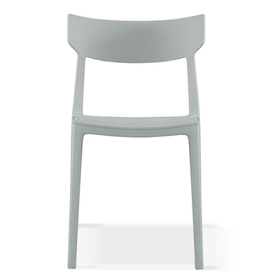 Silla de comedor apilable de plástico cuadrada nórdica contemporánea con respaldo abierto para comedor 