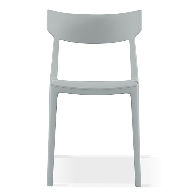Silla de comedor apilable de plástico cuadrada nórdica contemporánea con respaldo abierto para comedor 