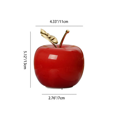 Lampe de table contemporaine avec abat-jour en verre Apple, décoration feuille dorée en fer et LED pour chambre à coucher 