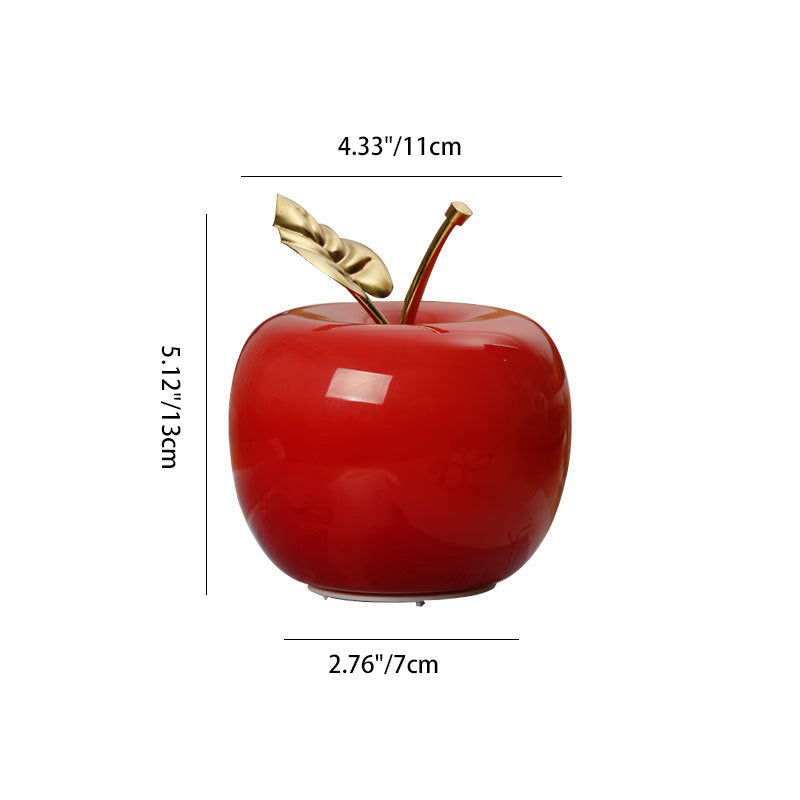 Lampe de table contemporaine avec abat-jour en verre Apple, décoration feuille dorée en fer et LED pour chambre à coucher 