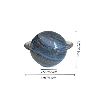 Contemporary Creative Glass Ringed Planet LED Night Light Table Lamp For Bedroom