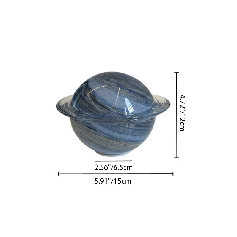 Contemporary Creative Glass Ringed Planet LED Night Light Table Lamp For Bedroom