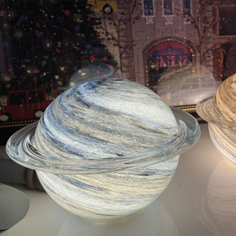 Contemporary Creative Glass Ringed Planet LED Night Light Table Lamp For Bedroom