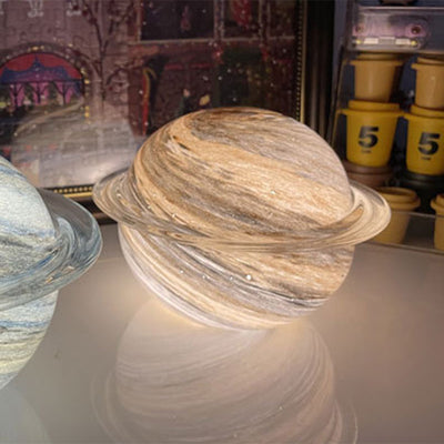 Contemporary Creative Glass Ringed Planet LED Night Light Table Lamp For Bedroom