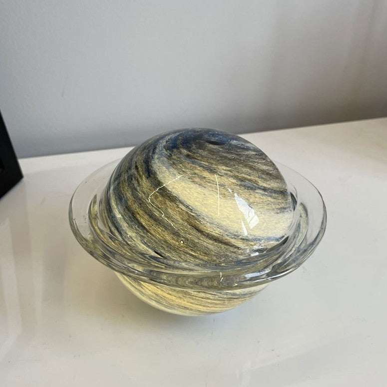 Contemporary Creative Glass Ringed Planet LED Night Light Table Lamp For Bedroom