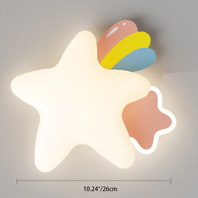 Zeitgenössische kreative Sternenmond PE Schatten Eisen LED Wandleuchte für das Schlafzimmer 